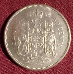 lot 148 image: 1964 Canadian Silver 50 Cent Piece