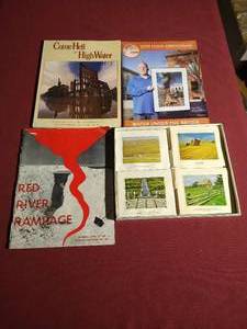 lot 358 image: (3) Books on Red River Floods (1966 & 1997) & Box of Vintage ND Note Cards