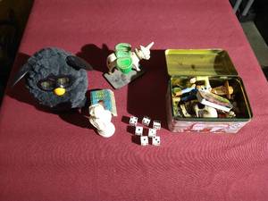 lot 367 image: Misc Treasure Hunt Lot - Furby, Metal Dog Etc
