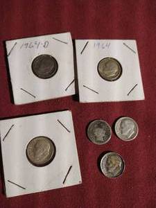 lot 380 image: (6) Silver Dimes