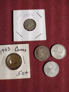 lot 413 image: Vintage Canadian Coin Lot - (4) Silver