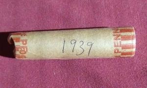 lot 455 image: 1939 Wheat Penny Roll
