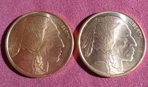 lot 467 image: (2) 1 oz Copper Buffalo Rounds