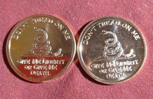 lot 482 image: (2) Dont Tread on Me 1 oz Copper Rounds