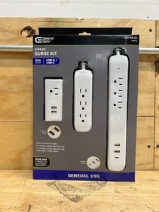 lot 35 image: 4 ft. Multiple Outlet and Wall Mounted Surge Protector Set (3-Pack)