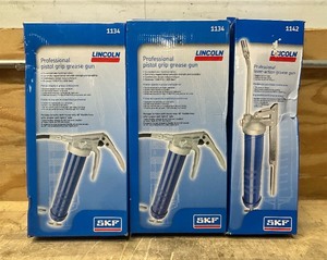 lot 184 image: Lincoln SKF Professional Pistol Grip Grease Gun lot of 3
