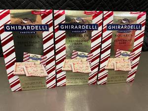 lot 10 image: Trol - Ghirardelli Peppermint Bark Squares 3-Pack, 7.9oz Each, Exp 032025