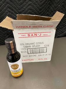 lot 25 image: San-J Organic Citrus Tamari Splash, 6 Bottles (10 fl oz) - Best by Jun 27, 2024