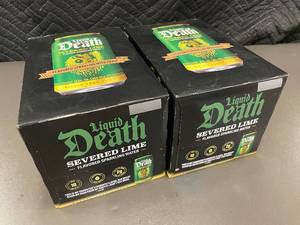 lot 229 image: Liquid Death Severed Lime Sparkling Water, 2 Packs of 6 Cans Each