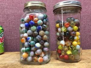 lot 123 image: 2 Jars Vintage Marbles