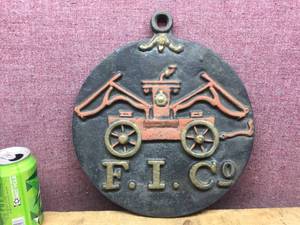 lot 143 image: Vintage Cast Iron - F.I. Co. - Fire Insurance Plate - 12