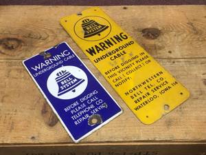 lot 152 image: 2 Vintage Bell System - Metal Signs Including Blue Porcelain