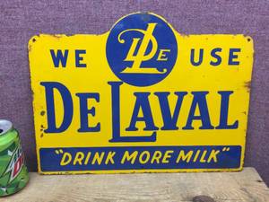 lot 154 image: Vintage DeLaval Drink More Milk - Steel Sign - Appears Legit