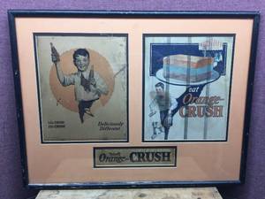 lot 159 image: Vintage Framed - Matted or Vintage Orange Crush - Advertisers - Neat
