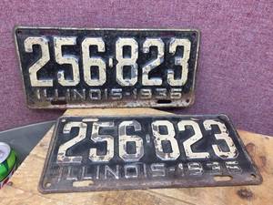 lot 163 image: Antique Pair 1936 Illinois License Plates - Decent