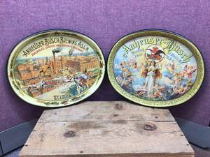 lot 180 image: 2 Vintage Anheuser-Busch - Oval Beer Trays