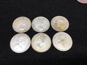 lot 189 image: (6) Canadian - Silver Dimes 1946-1965