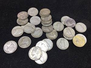 lot 191 image: (30) Silver War Time 1942-1945 Nickels - 35%