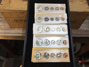 lot 193 image: (5) Vintage Uncirculated U.S. Coin Sets 1965-1969 Some Silver