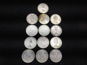 lot 195 image: (13) Silver Canadian Quarters 1955-1968