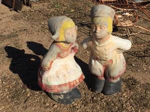 lot 217 image: Vintage Boy & Girl - Outdoor Cement Figures - Hard to Find