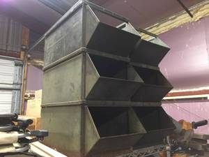 lot 223 image: (6) Vintage Large Stacking Metal Storage Bins