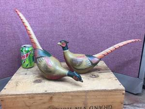 lot 245 image: Pair Pheasant - Resin Figures with Magnetic Tails