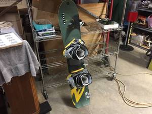 lot 276 image: Vintage Burton 4.1 Snowboard with Boots & Bindings