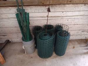 lot 20 image: Group of Garden Fence Rolls and Metal Fence Posts
