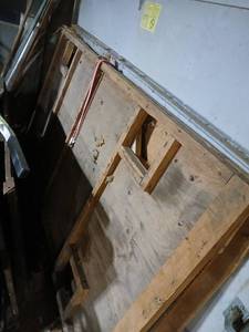 lot 44 image: Used Folding Fish House Frame with Plywood Panels