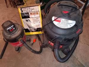 lot 56 image: Dayton and Shop-Vac WetDry Vacuums with Filter Bags