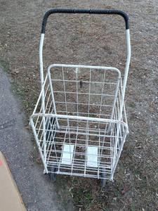 lot 151 image: Foldable Metal Rolling Shopping Cart with Handle