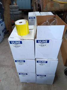 lot 75 image: Lot of 6 ULINE S-6927Y 4x3 Yellow Direct Thermal Label Cases