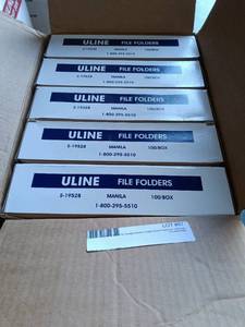lot 87 image: Lot of 5 Uline File Folders S-19528 Manila 100 Per Box