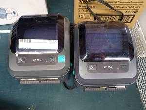 lot 97 image: Lot of 2 Zebra ZP 450 Thermal Label Printers