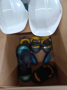 lot 99 image: Collection of Hard Hats and Safety Toe Overshoes