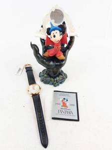 lot 1 image: Disney Fantasia Mickey Mouse Figurine & Watch - Limited Edition