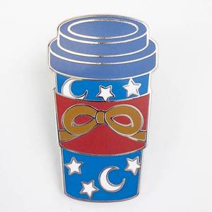 lot 60 image: Disney China Enamel Pin - Coffee Cup With Bow Moon & Stars