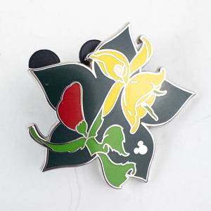 lot 159 image: Disney Enamel Pin - Floral Rose & Yellow Bloom Design