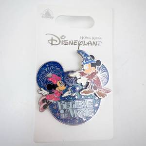 lot 231 image: Disney Enamel Pin - Mickey & Minnie Believe in Magic (Hong Kong Disneyland)