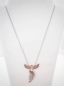 lot 229 image: Phoenix Bird Necklace - Rose Gold Tone with Crystals & Pearl Pendant