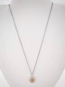 lot 241 image: Two-Tone Heart Pendant Necklace with Dove Motif