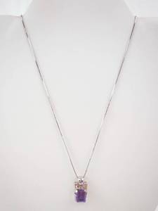 lot 242 image: Amethyst Pendant Necklace - 18 in Sterling Silver Chain, 925