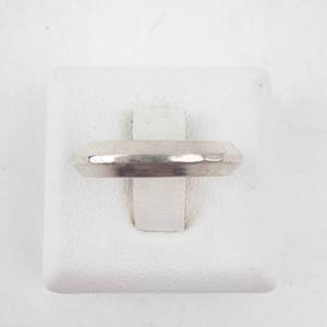 lot 28 image: Ring - Wide Silver Tone Band, Minimalist Flat Profile