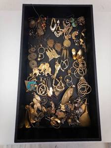 lot 63 image: Gold-Tone Costume Jewelry Lot - Assorted Earrings, Necklaces, Pendants, Rings