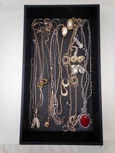 lot 79 image: Assorted Jewelry Lot - Necklaces, Bracelets & Red Cabochon Pendant