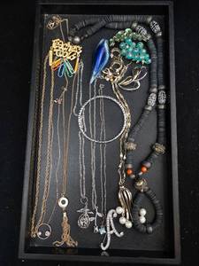 lot 83 image: Costume Jewelry Lot - Assorted Necklaces, Bracelets, Charms & Pearls