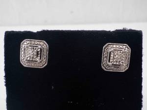 lot 140 image: Diamond Sterling Stud Earrings - 925