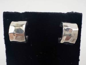 lot 143 image: Sterling Silver Crescent Hoop Earrings