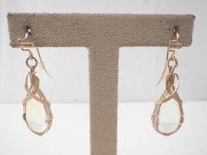 lot 147 image: Gold-Tone Wire-Wrapped Teardrop Earrings - Pair
